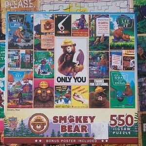 Master Pieces Smokey Bear 550 Piece Jigsaw Puzzle Vintage Retro Slogan Signs